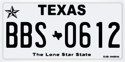 TX license plate BBS0612