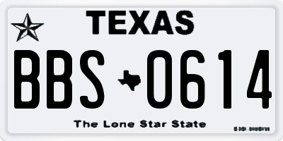 TX license plate BBS0614