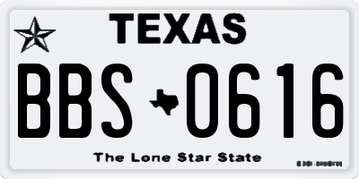 TX license plate BBS0616