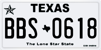 TX license plate BBS0618