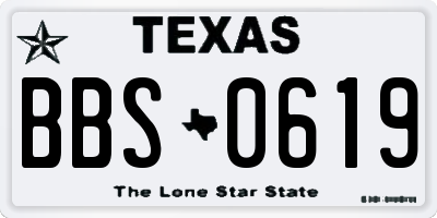 TX license plate BBS0619