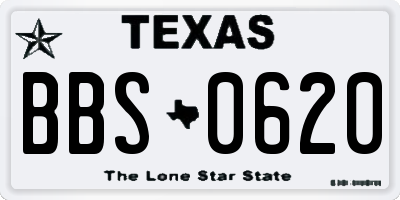 TX license plate BBS0620