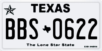 TX license plate BBS0622