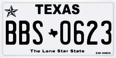 TX license plate BBS0623