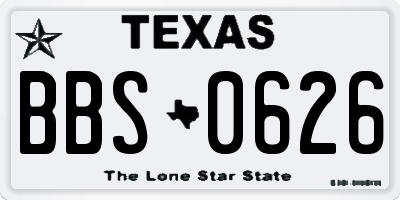 TX license plate BBS0626