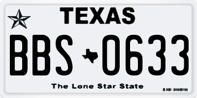 TX license plate BBS0633