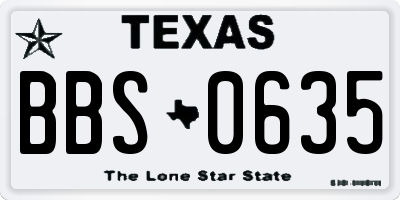 TX license plate BBS0635