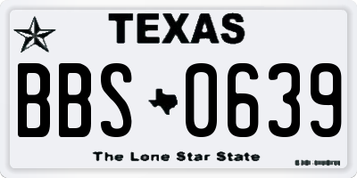 TX license plate BBS0639