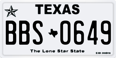 TX license plate BBS0649
