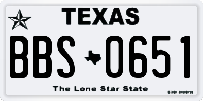 TX license plate BBS0651