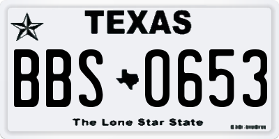 TX license plate BBS0653