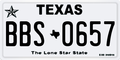 TX license plate BBS0657