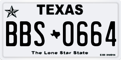 TX license plate BBS0664