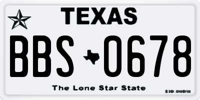 TX license plate BBS0678