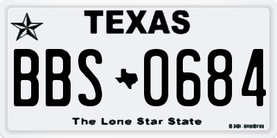 TX license plate BBS0684