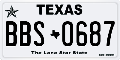 TX license plate BBS0687
