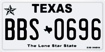 TX license plate BBS0696