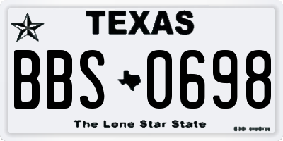 TX license plate BBS0698