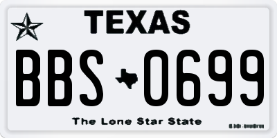 TX license plate BBS0699