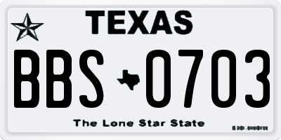 TX license plate BBS0703