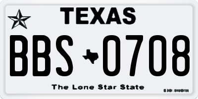 TX license plate BBS0708