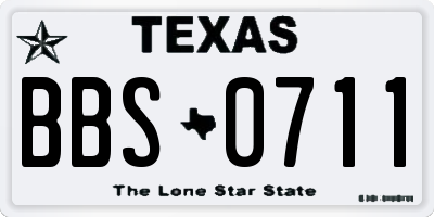 TX license plate BBS0711
