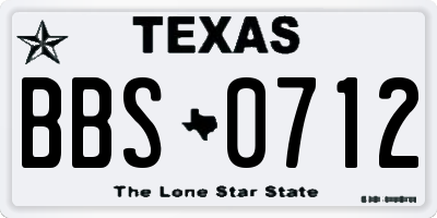 TX license plate BBS0712