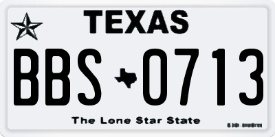 TX license plate BBS0713