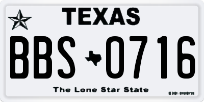 TX license plate BBS0716
