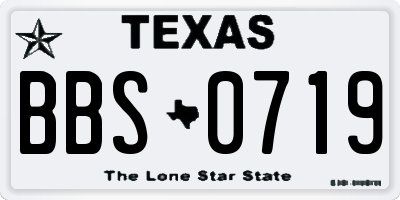 TX license plate BBS0719