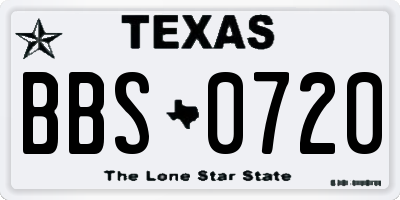 TX license plate BBS0720