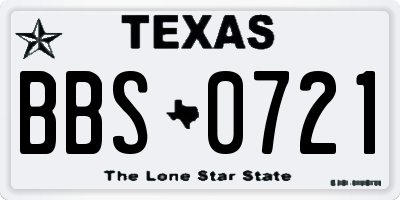 TX license plate BBS0721