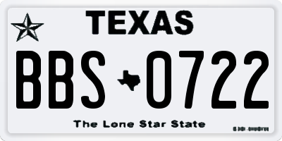 TX license plate BBS0722