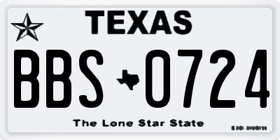 TX license plate BBS0724