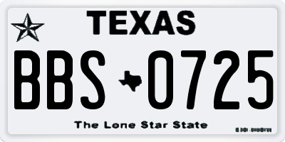 TX license plate BBS0725