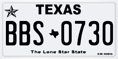 TX license plate BBS0730