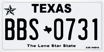 TX license plate BBS0731