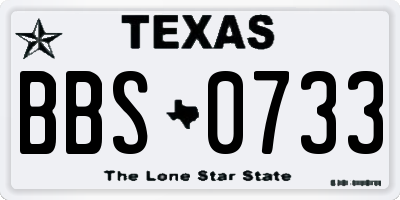 TX license plate BBS0733