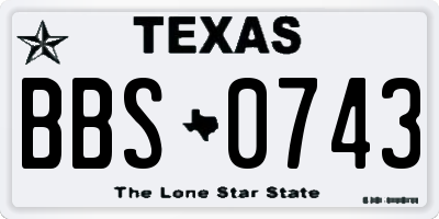 TX license plate BBS0743
