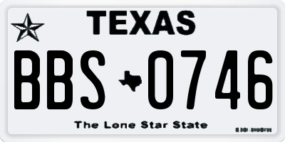 TX license plate BBS0746