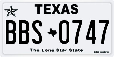 TX license plate BBS0747