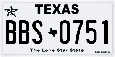 TX license plate BBS0751