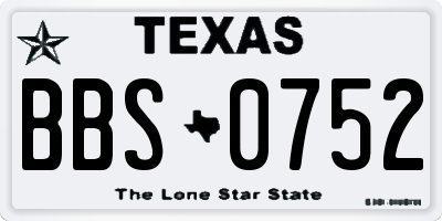 TX license plate BBS0752