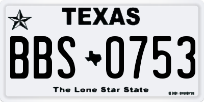 TX license plate BBS0753