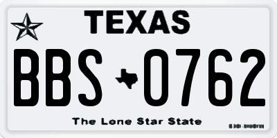 TX license plate BBS0762