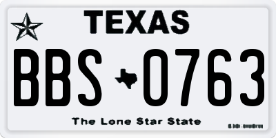 TX license plate BBS0763