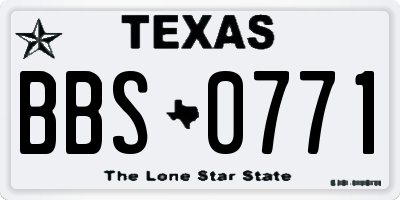 TX license plate BBS0771
