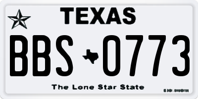 TX license plate BBS0773