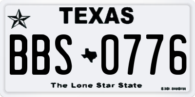 TX license plate BBS0776