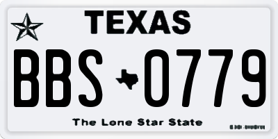 TX license plate BBS0779
